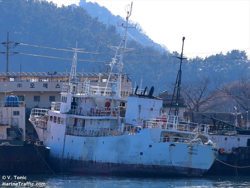 sokol (Fishing Support Vessel) - IMO 8899914, MMSI 572164220, Call Sign T2FP5 under the flag of Tuvalu