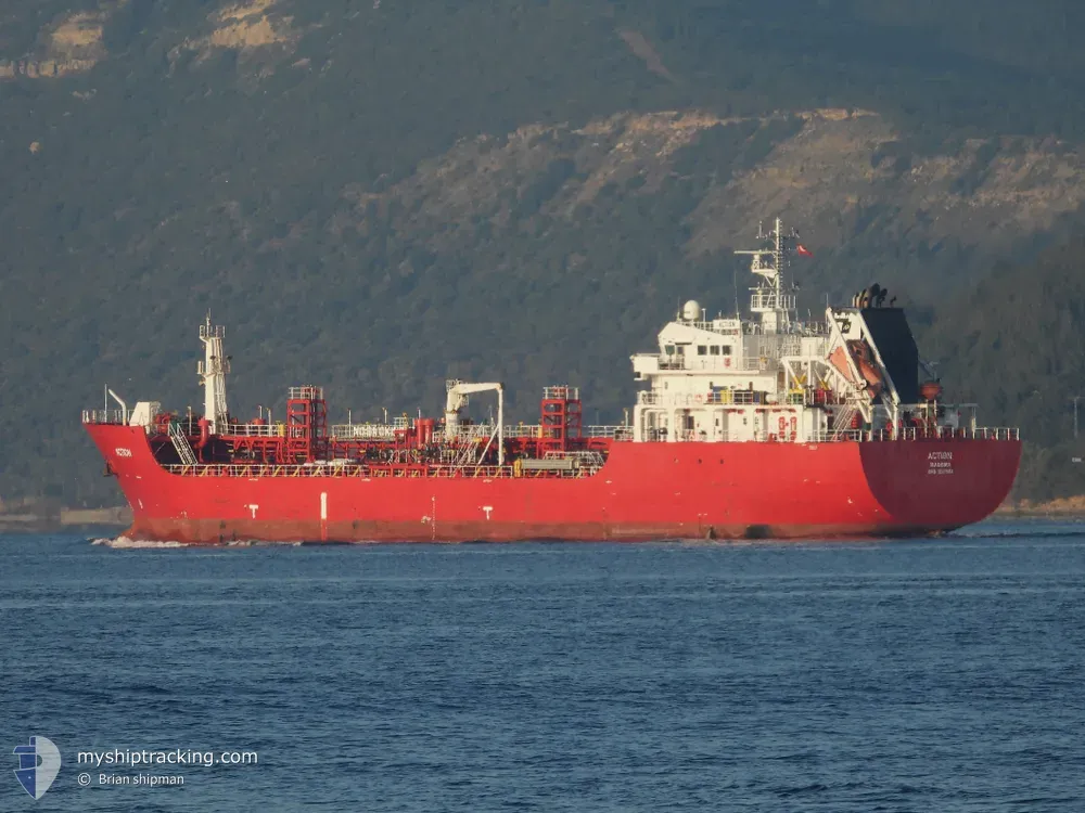 action (Bitumen Tanker) - IMO 9507984, MMSI 255917000, Call Sign CQXP under the flag of Madeira