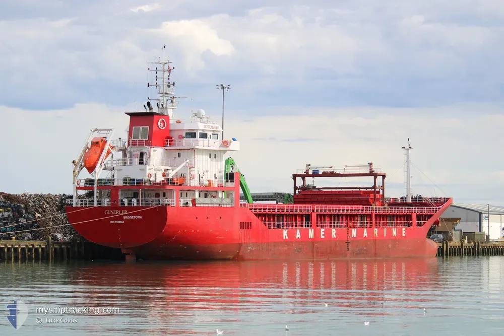 gunerler (General Cargo Ship) - IMO 9598684, MMSI 314686000, Call Sign 8PEO1 under the flag of Barbados